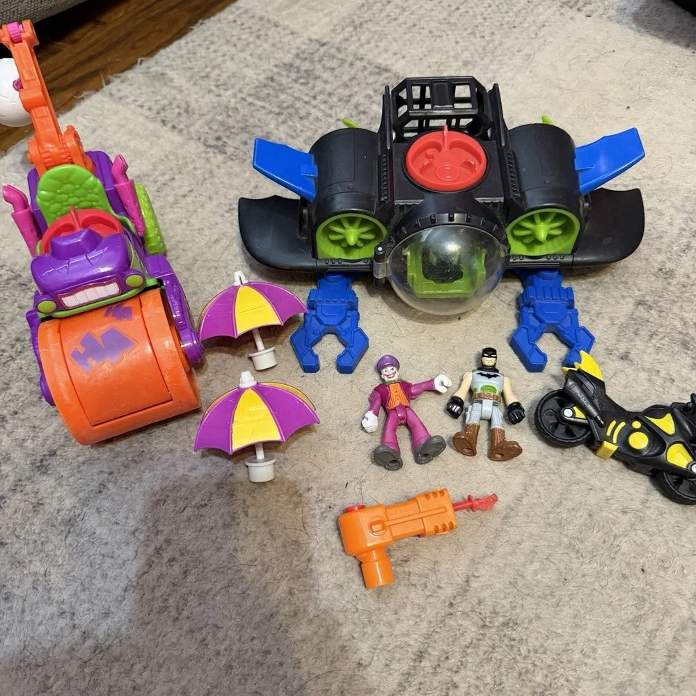 Imaginext DC‎ Super Friends Batman Joker Vehicle Lot Batwing Joker Steam